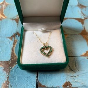 Green and gold heart necklace